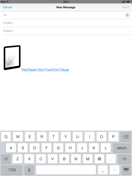 iPad New Email with HTML Signature